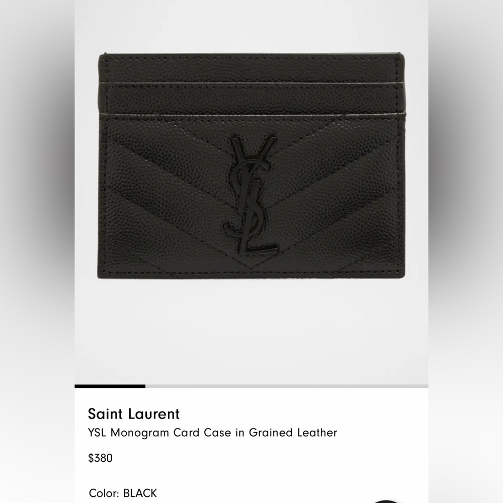 Saint Laurent Black Quilted Leather Card Case with YSL Logo